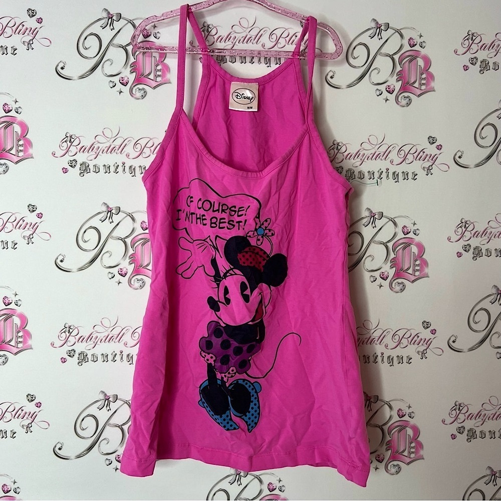 Disney tank Pink Minnie Mouse of course I’m the best stretchy Tank Top funny